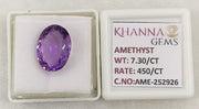 7.30/CT Natural Amethyst Gemstone with Govt. Lab Certificate